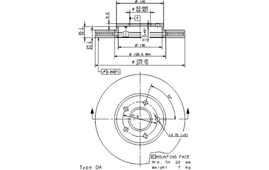 Disque de frein 09.9589.14 Brembo, Image 2
