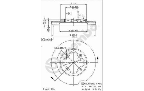 Disque de frein 09.9611.14 Brembo, Image 2