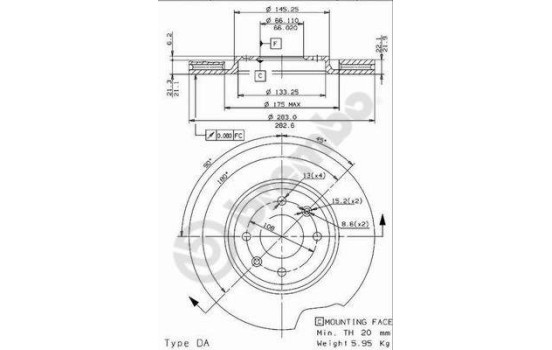 Disque de frein 09.9613.10 Brembo, Image 2