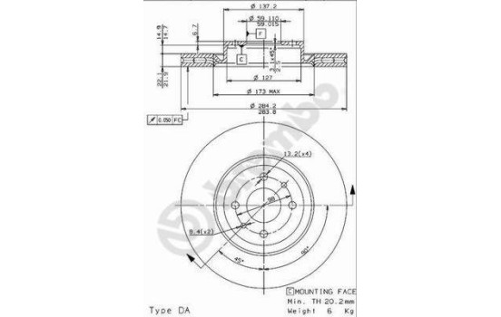 Disque de frein 09.9624.14 Brembo, Image 2
