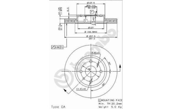Disque de frein 09.9630.10 Brembo, Image 2