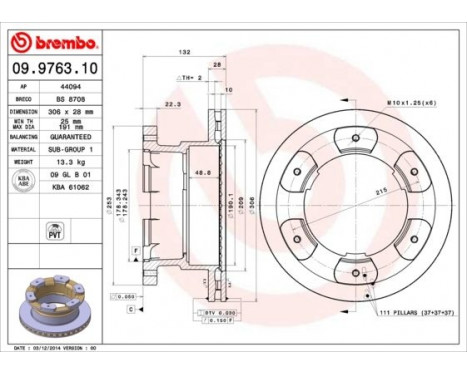 Disque de frein 09.9763.10 Brembo, Image 2