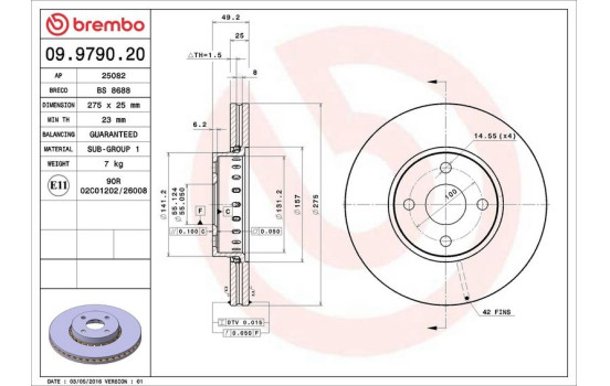 Disque de frein 09.9790.20 Brembo, Image 3