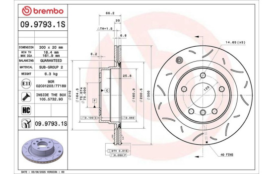 Disque de frein 09.9793.1S Brembo
