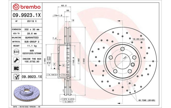 Disque de frein 09.9923.1X Brembo