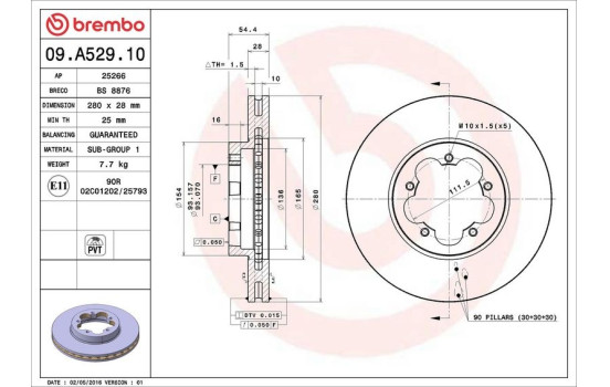 Disque de frein 09.A529.10 Brembo, Image 3