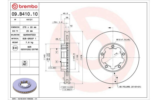 Disque de frein 09.B410.10 Brembo, Image 3