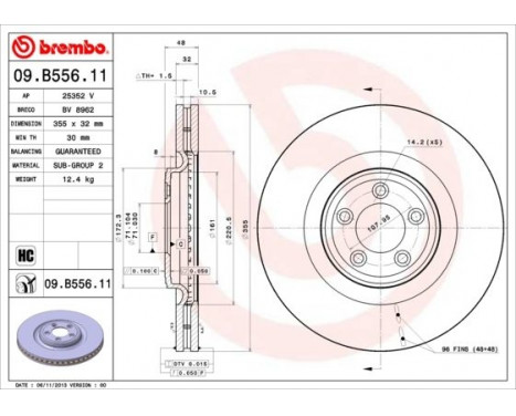 Disque de frein 09.B556.11 Brembo, Image 2