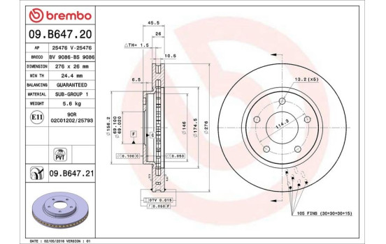 Disque de frein 09.B647.21 Brembo, Image 3