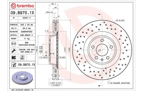 Disque de frein 09.B970.1X Brembo