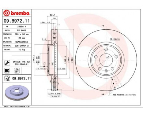 Disque de frein 09.B972.11 Brembo, Image 2
