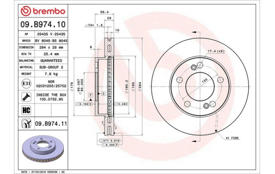 Disque de frein 09.B974.11 Brembo, Image 3