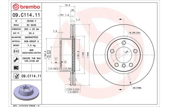 Disque de frein 09.C114.11 Brembo, Image 3