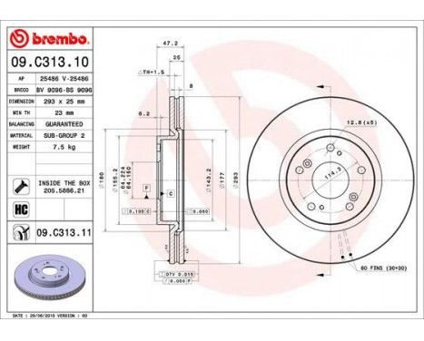 Disque de frein 09.C313.11 Brembo, Image 2