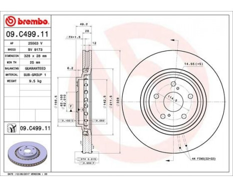 Disque de frein 09.C499.11 Brembo, Image 2