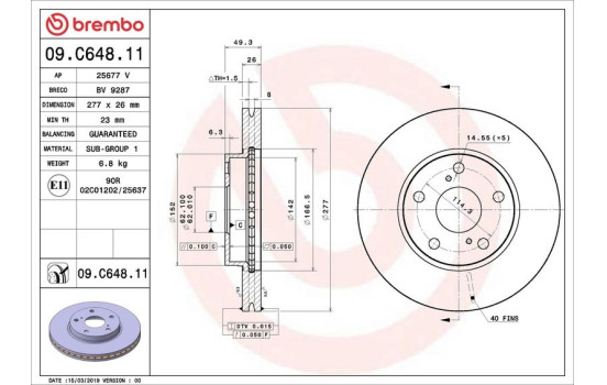 Disque de frein 09.C648.11 Brembo, Image 2