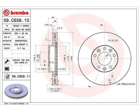 Disque de frein 09.C658.11 Brembo, Image 2