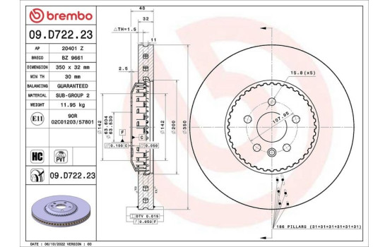 Disque de frein 09.D722.23 Brembo
