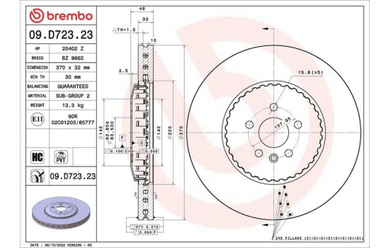 Disque de frein 09.D723.23 Brembo