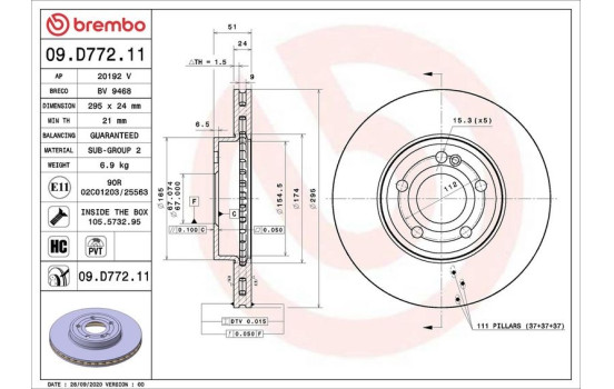 Disque de frein 09.D772.11 Brembo
