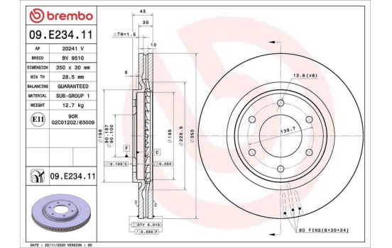 Disque de frein 09.E234.11 Brembo