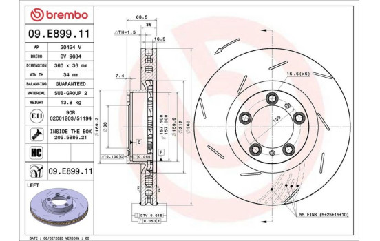 Disque de frein 09.E899.11 Brembo