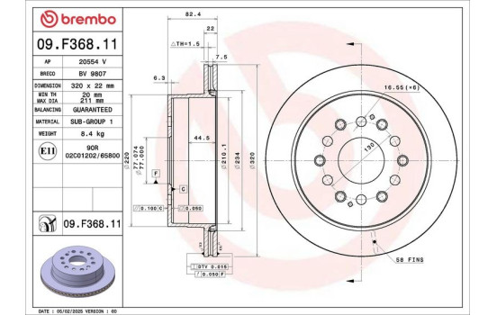 Disque de frein 09.F368.11 Brembo, Image 4