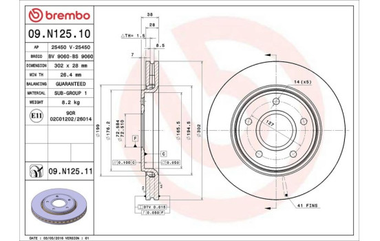Disque de frein 09.N125.11 Brembo, Image 3