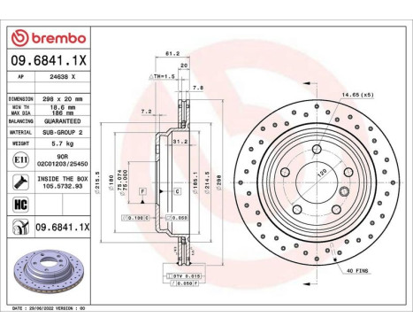 Disque de frein 0968411X Brembo