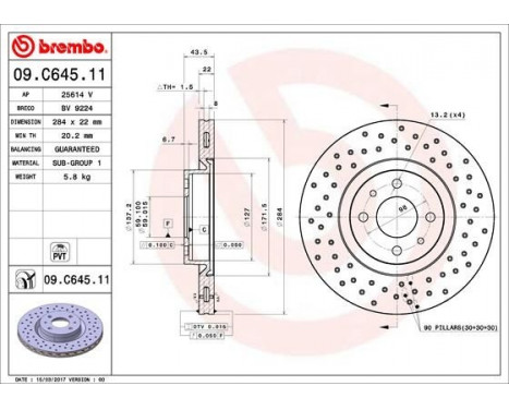 Disque de frein 09C64511 Brembo, Image 2