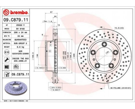 Disque de frein 09C87911 Brembo, Image 2