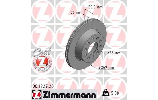 Disque de frein 100.1227.20 Zimmermann