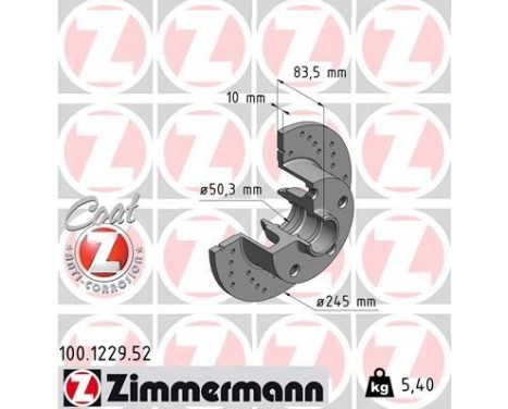 Disque de frein 100.1229.52 Zimmermann, Image 2