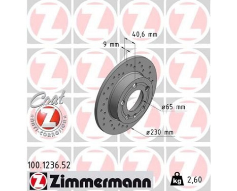 Disque de frein 100.1236.52 Zimmermann, Image 2