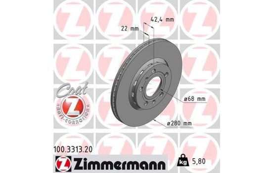 Disque de frein 100.3313.20 Zimmermann