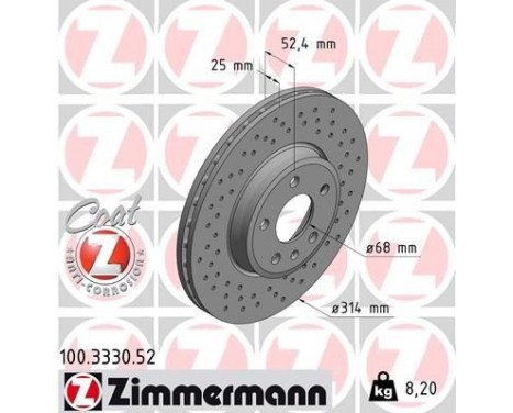 Disque de frein 100.3330.52 Zimmermann, Image 2