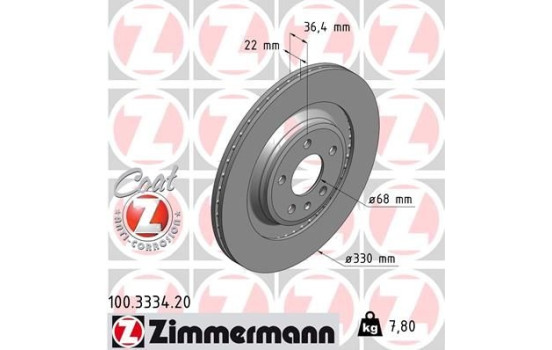 Disque de frein 100.3334.20 Zimmermann