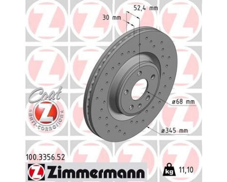 Disque de frein 100.3356.52 Zimmermann, Image 2