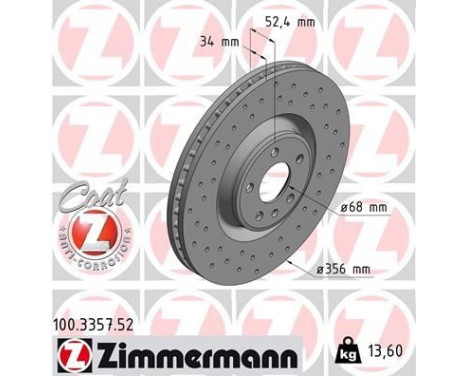 Disque de frein 100.3357.52 Zimmermann, Image 3