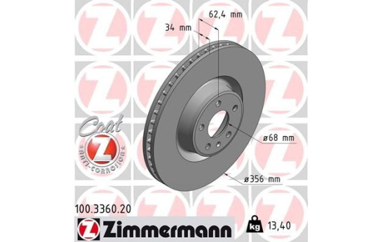 Disque de frein 100.3360.20 Zimmermann