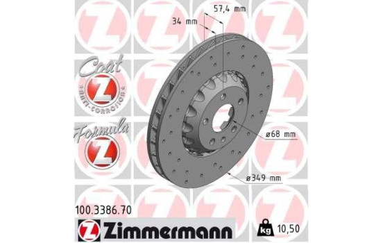 Disque de frein 100.3386.70 Zimmermann