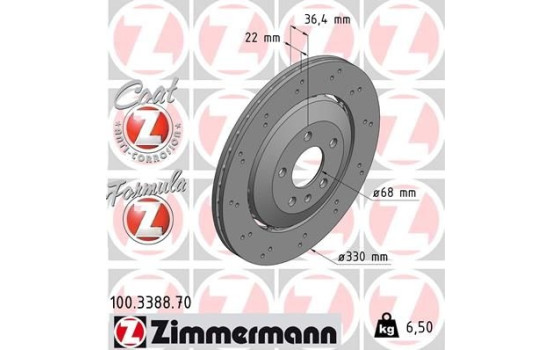 Disque de frein 100.3388.70 Zimmermann, Image 2