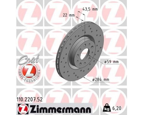 Disque de frein 110.2207.52 Zimmermann, Image 2