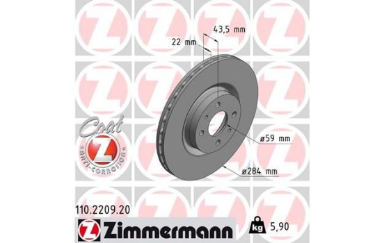 Disque de frein 110.2209.20 Zimmermann