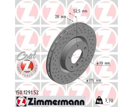 Disque de frein 150.1291.52 Zimmermann, Image 3