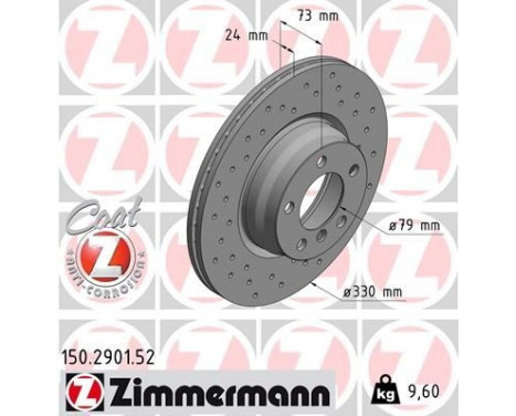 Disque de frein 150.2901.52 Zimmermann, Image 2