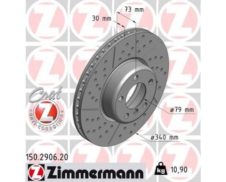 Disque de frein 150.2906.20 Zimmermann, Image 2