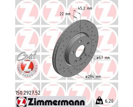 Disque de frein 150.2927.52 Zimmermann, Image 2