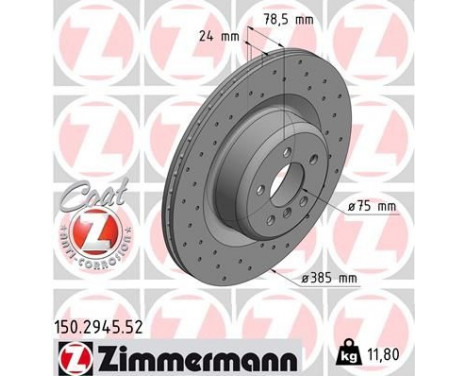 Disque de frein 150.2945.52 Zimmermann, Image 2