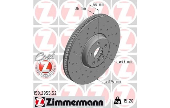 Disque de frein 150.2955.52 Zimmermann